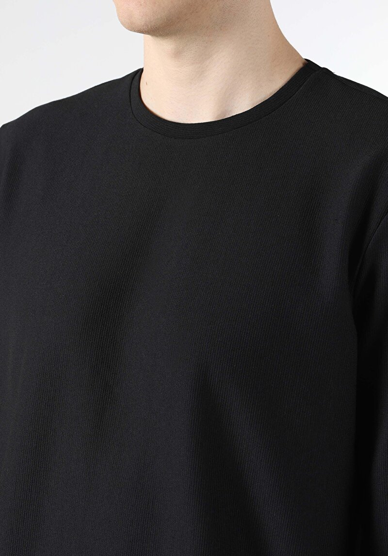 Afișați detalii pentru Tricou Cu Maneca Lunga De Barbati Negru Regular Fit  Cl1062460