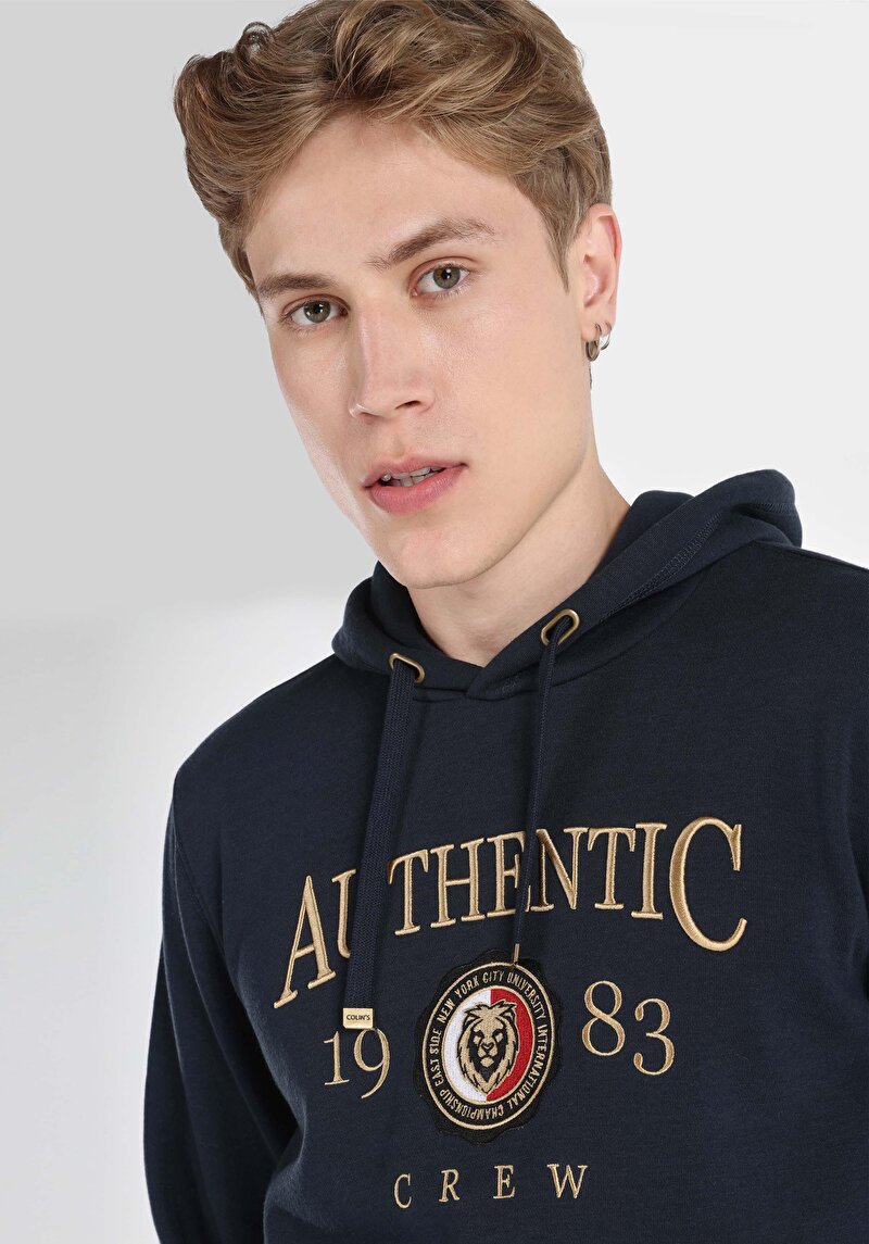 Afișați detalii pentru Regular Fit Bărbați Bleumarin Hanorac