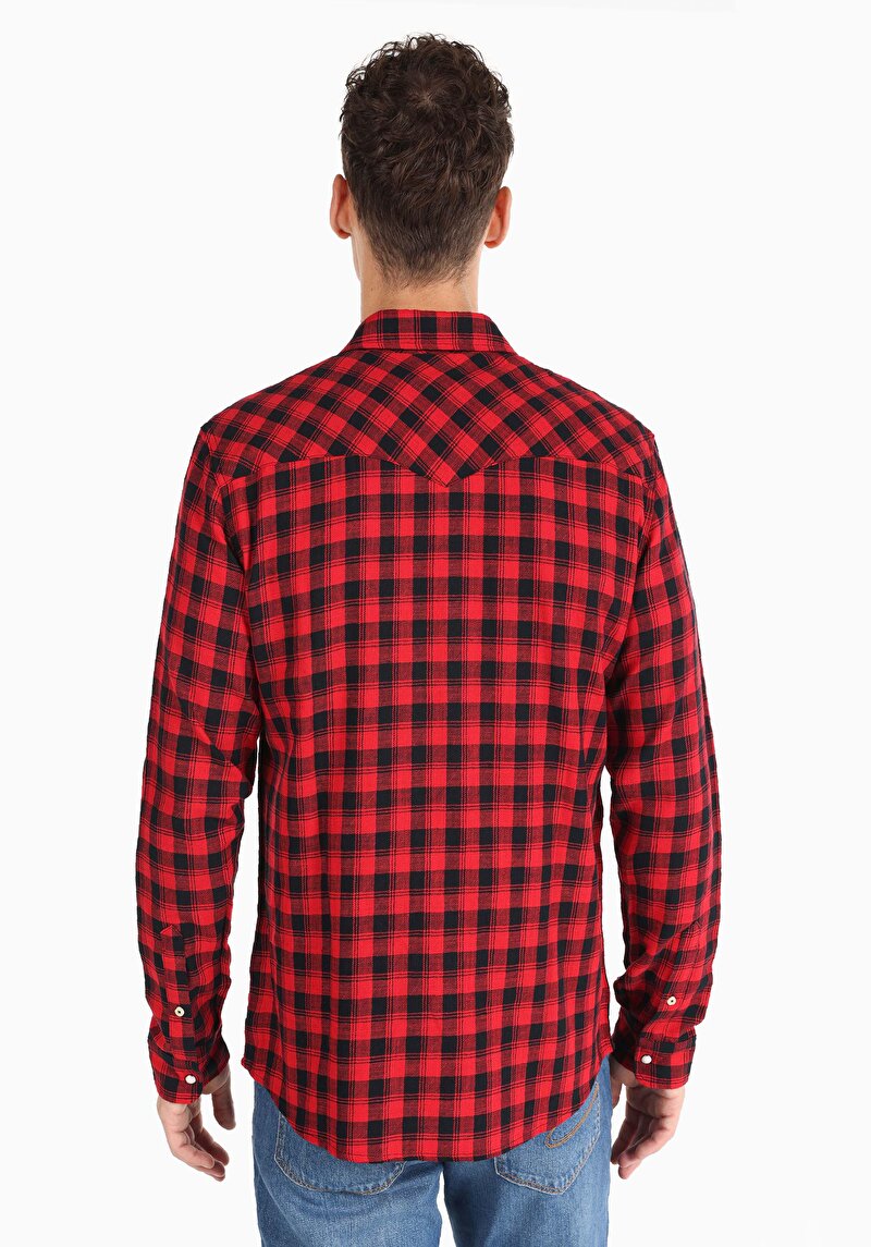 Afișați detalii pentru Camasa Cu Maneca Lunga De Barbati Roşu Slim Fit  Cl1064805