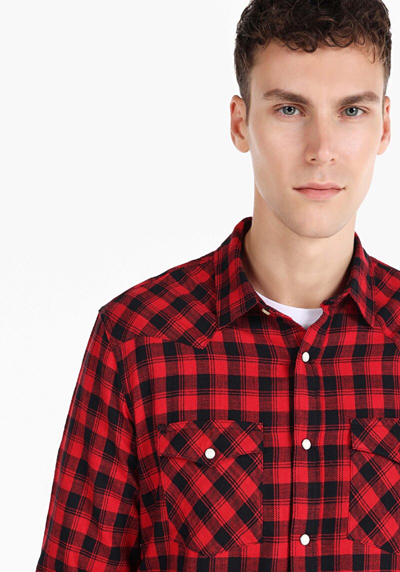 Afișați detalii pentru Camasa Cu Maneca Lunga De Barbati Roşu Slim Fit  Cl1064805