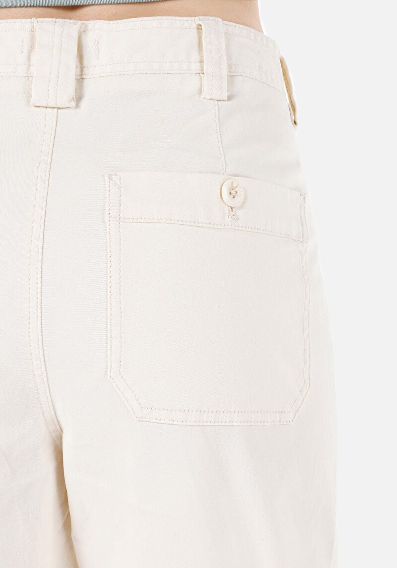 Afișați detalii pentru Baggy Fit Talie Talie Pantaloni Drept Pantaloni Ecru Pentru Femei