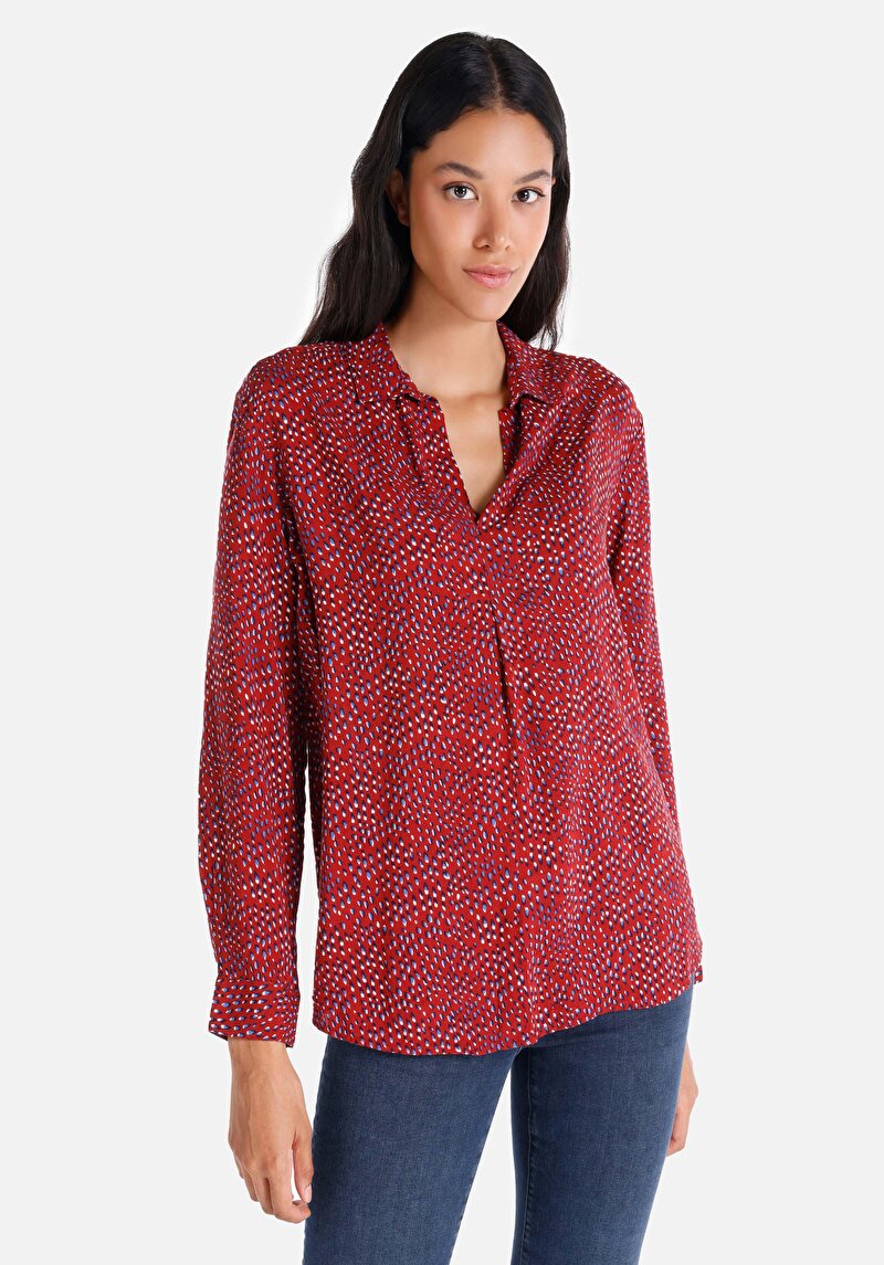 Imagine a Bluza Cu Maneca Lunga De Dama Bordo Regular Fit  Cl1065065