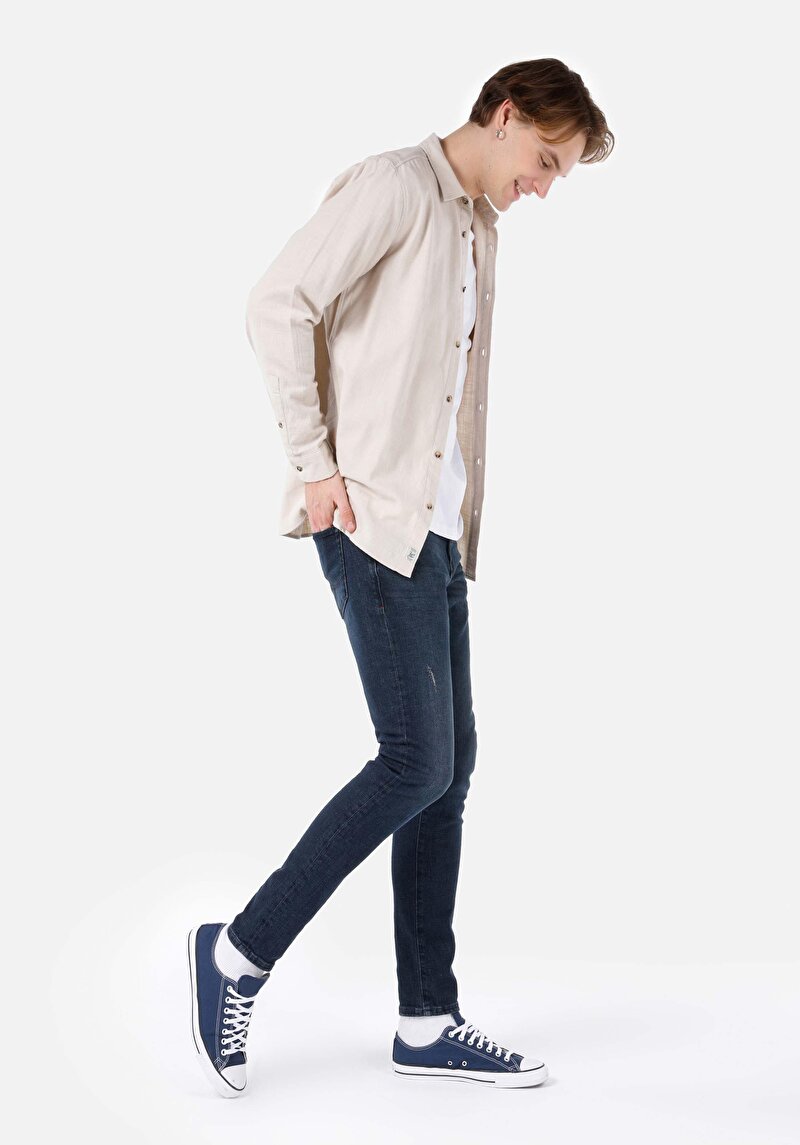 Afișați detalii pentru Blugi Slim Fit Indigo Închis Pentru Bărbați