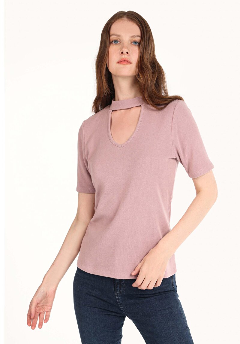 Imagine a Tricou Cu Maneca Scurta De Dama Roz Slim Fit Cl1065127