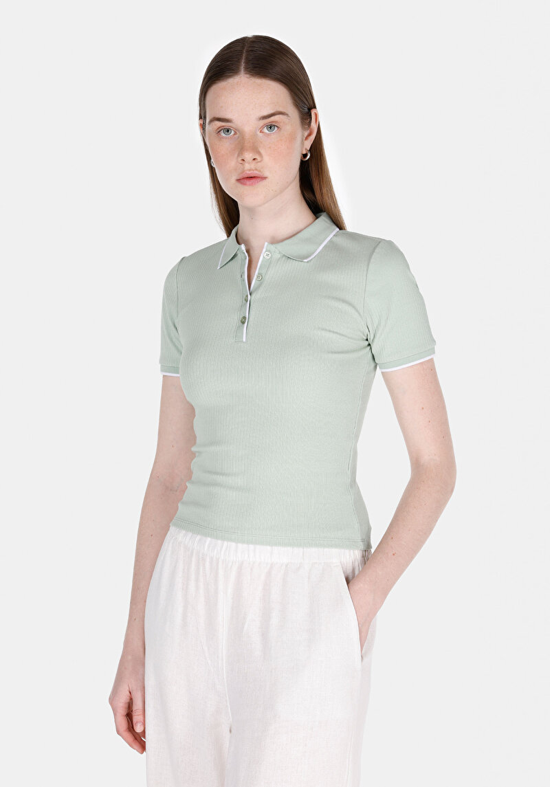 Imagine a Tricou Polo Cu Maneca Scurta De Dama Verde Slim Fit  Cl1074585