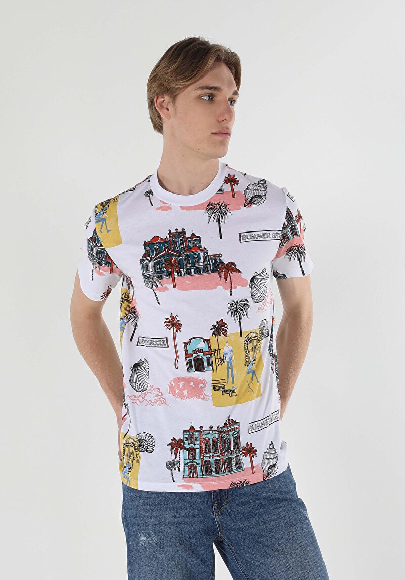 Imagine a Tricou Cu Maneca Scurta De Barbati Alb Regular Fit  Cl1057827