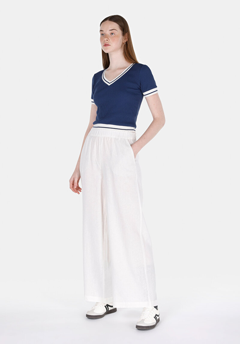 Imagine a Pulover Cu Mâneci Scurte De Dama Albastru Marin Slim Fit Cl1074589