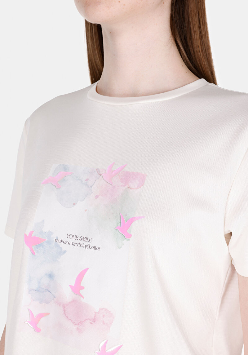 Imagine a Tricou Cu Maneca Scurta De Dama Alb Regular Fit Cl1074603