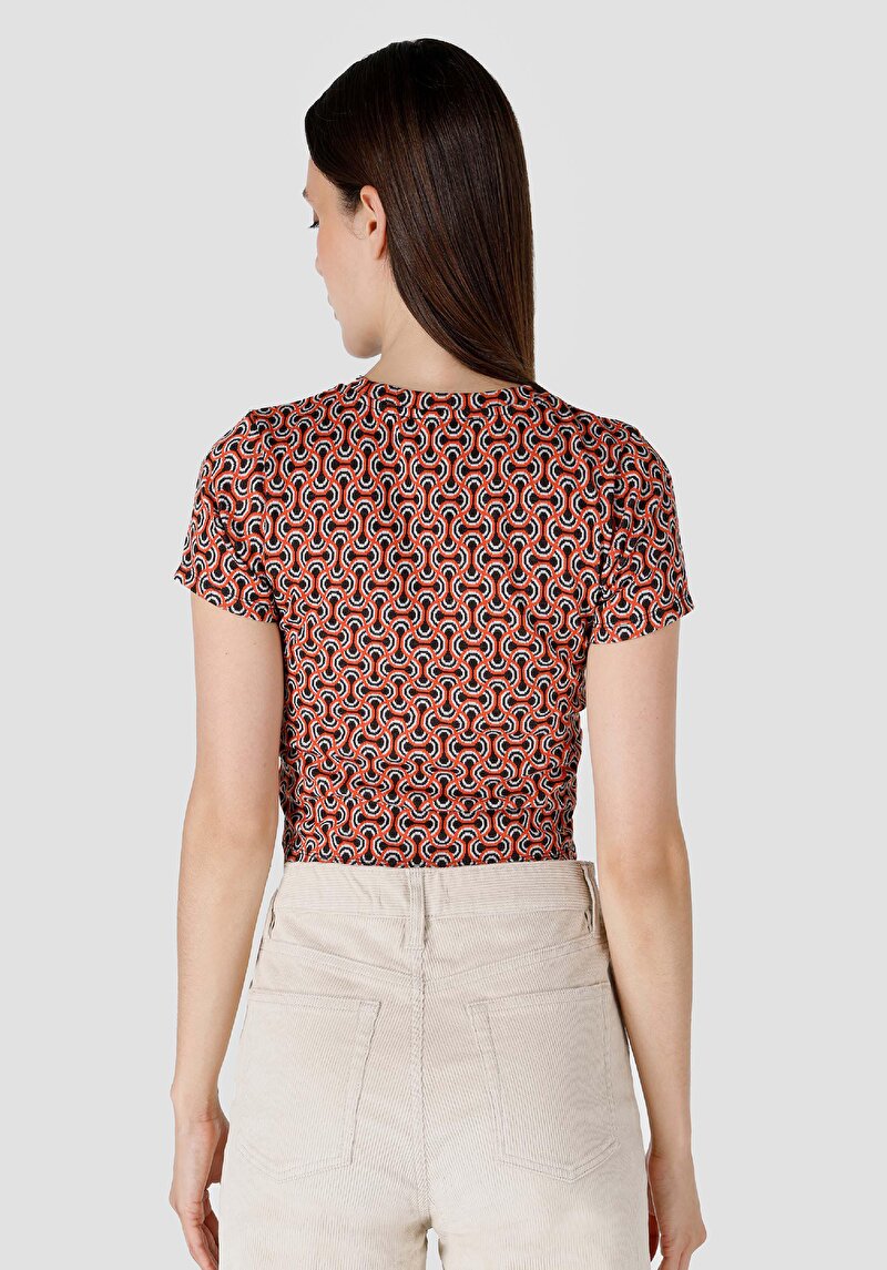 Afișați detalii pentru Slim Fit Round Neck Tricou Multicolor Pentru Femei Cu Mânecă Scurtă