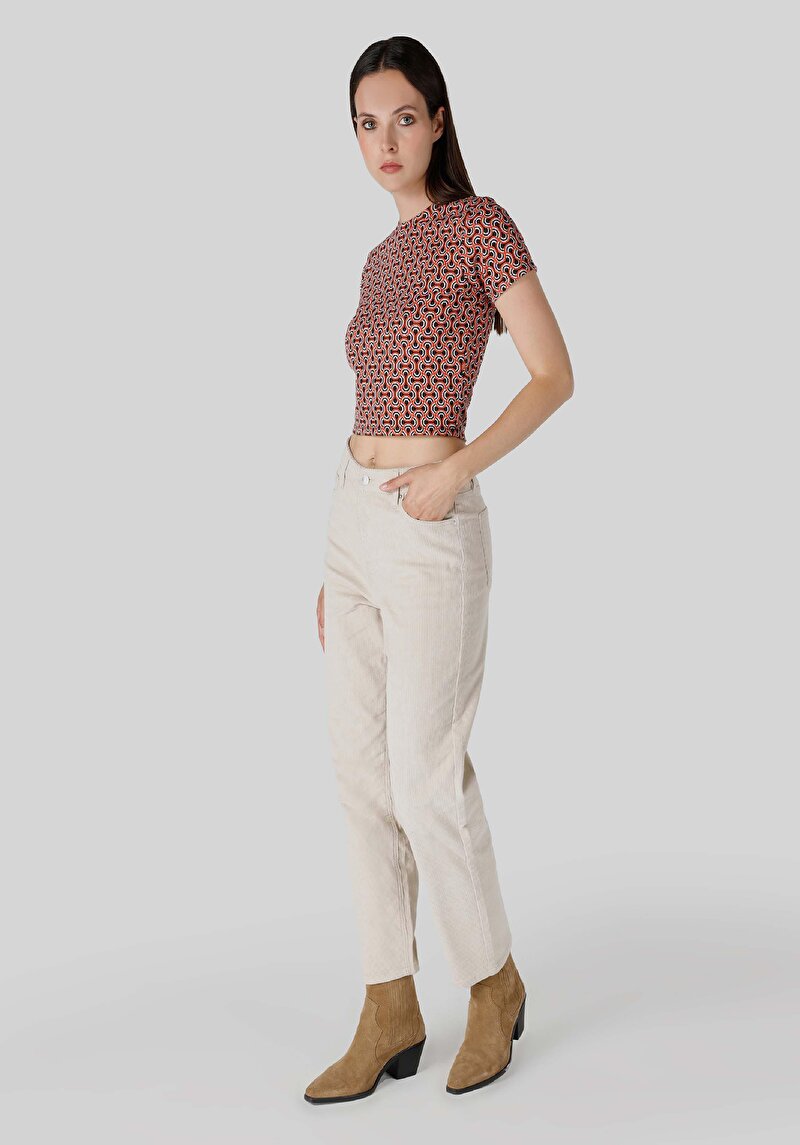 Afișați detalii pentru Slim Fit Round Neck Tricou Multicolor Pentru Femei Cu Mânecă Scurtă