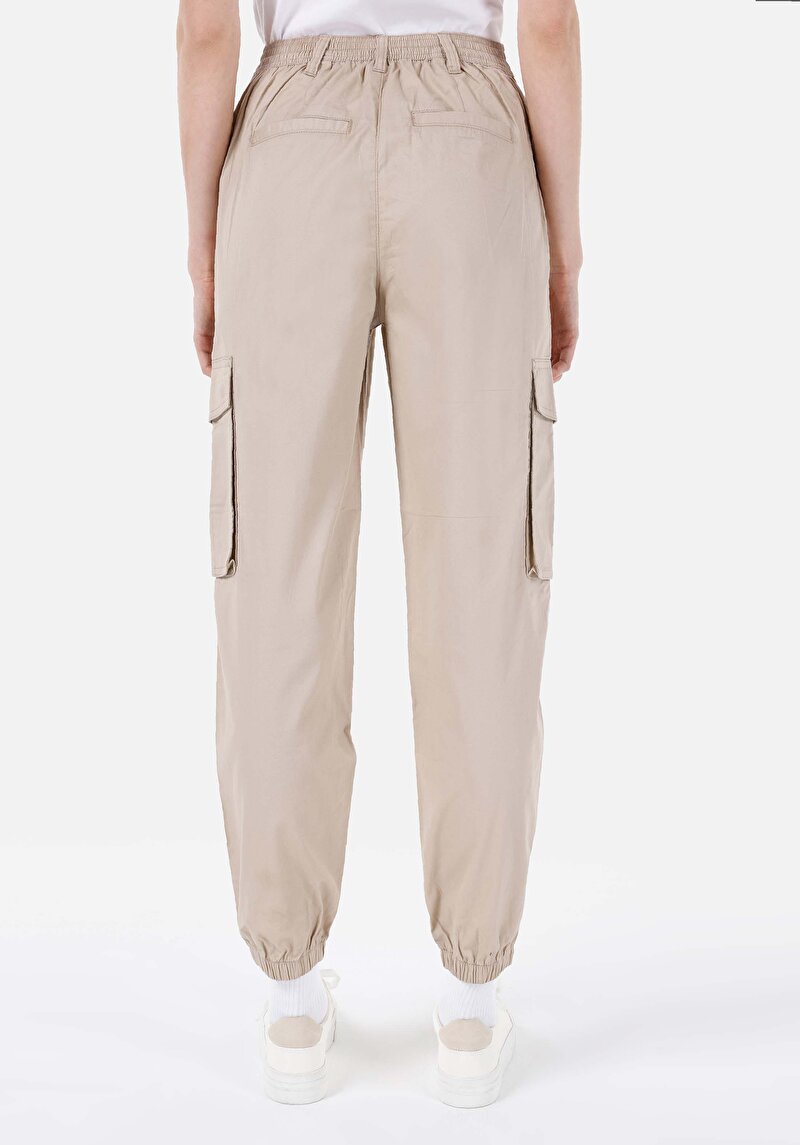 Afișați detalii pentru Regular Fit Talie Talie Picior Îngust Pantaloni Bej Pentru Femei