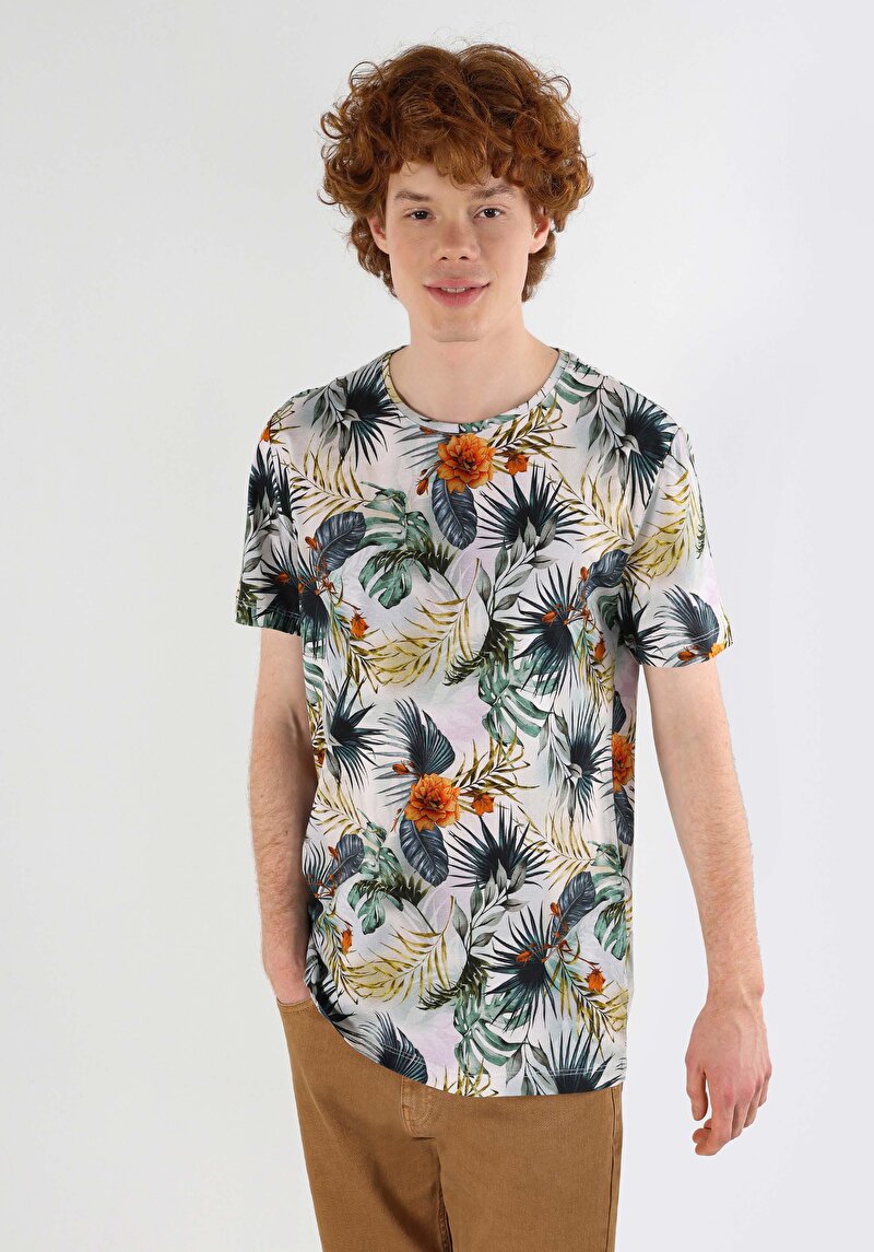 Imagine a Regular Fit Round Neck Printed Tricou Multicolor Cu Mânecă Scurtă Pentru Bărbați