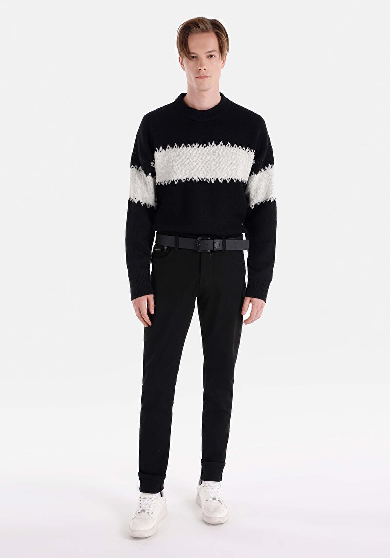 Imagine a Blugi Negri Pentru Bărbați Cu Talie Joasă Și Talie İngustă Slim Fit