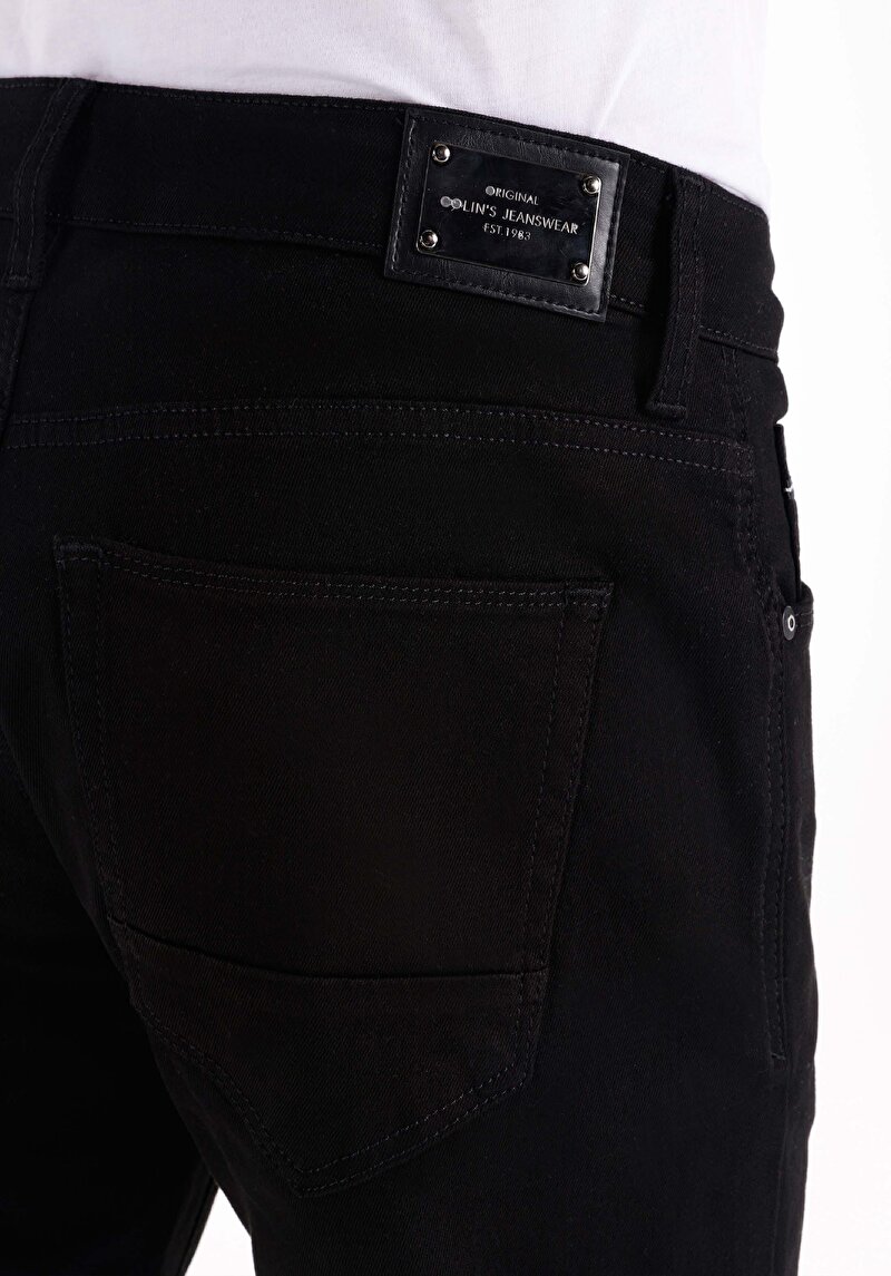 Afișați detalii pentru Blugi Negri Pentru Bărbați Cu Talie Joasă Și Talie İngustă Slim Fit