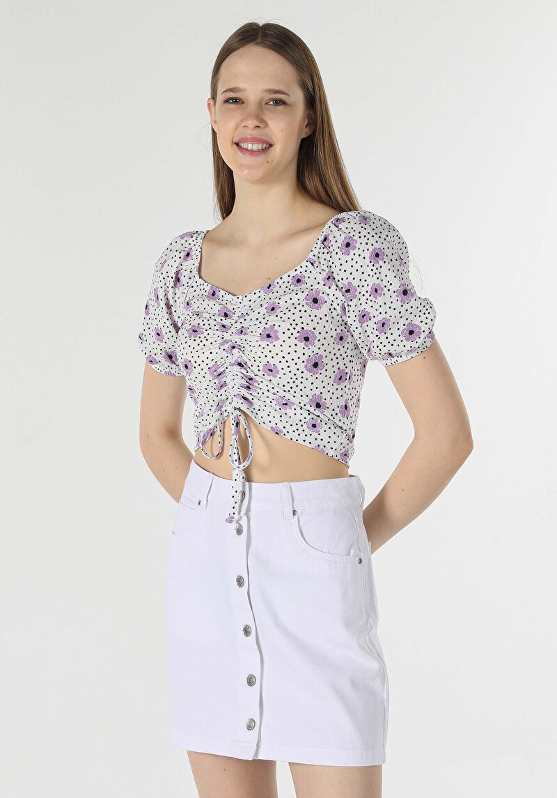 Imagine a Tricou Cu Maneca Scurta De Dama Alb Slim Fit Cl1058791