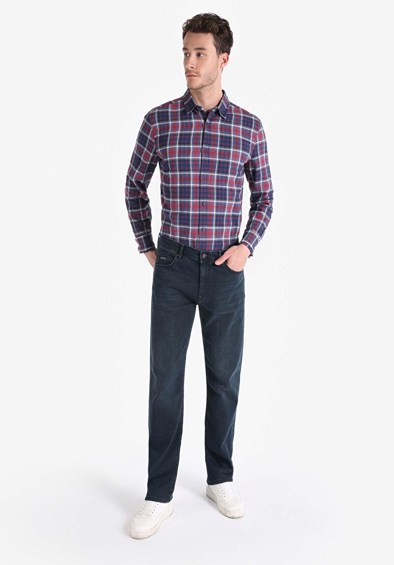 Imagine a Regular Fit Talie Medie Picior Drept Blugi Indigo Închis Bărbați