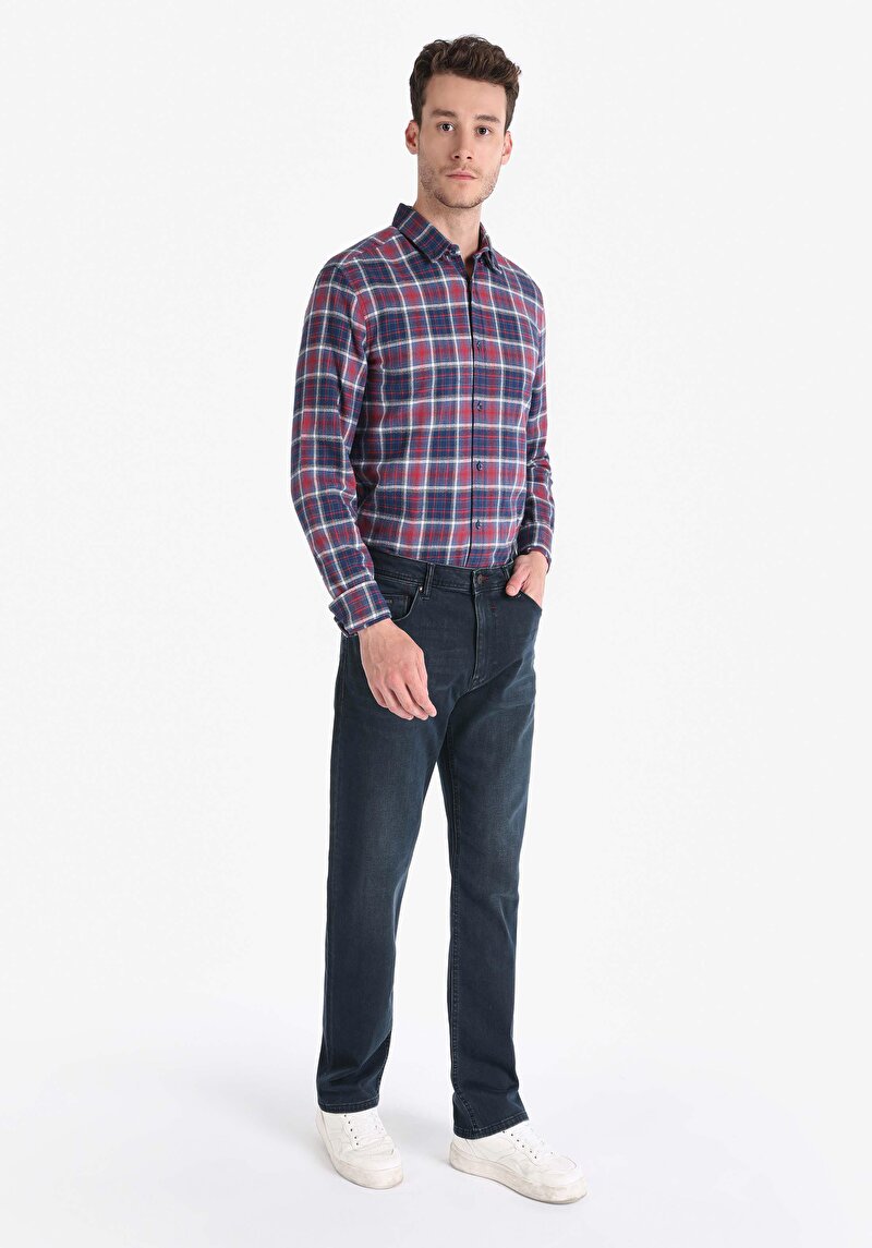 Imagine a Regular Fit Talie Medie Picior Drept Blugi Indigo Închis Bărbați