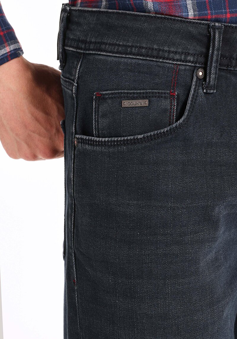 Afișați detalii pentru Regular Fit Talie Medie Picior Drept Blugi Indigo Închis Bărbați