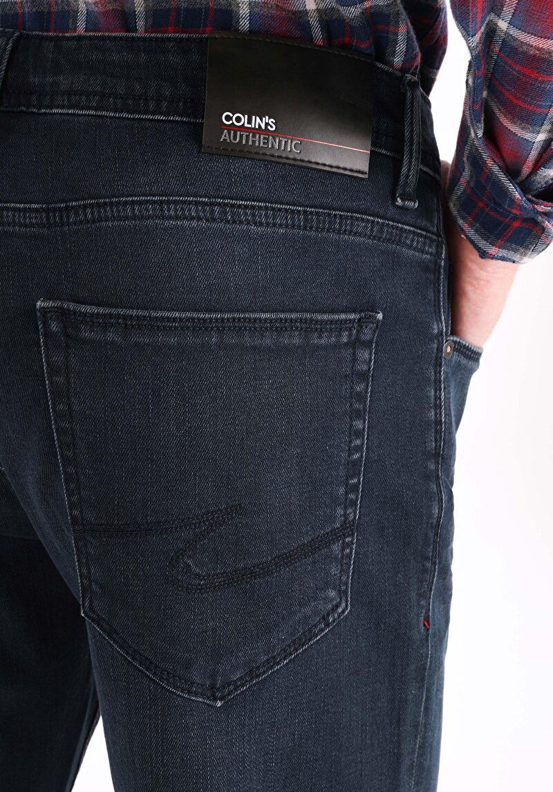 Afișați detalii pentru Regular Fit Talie Medie Picior Drept Blugi Indigo Închis Bărbați