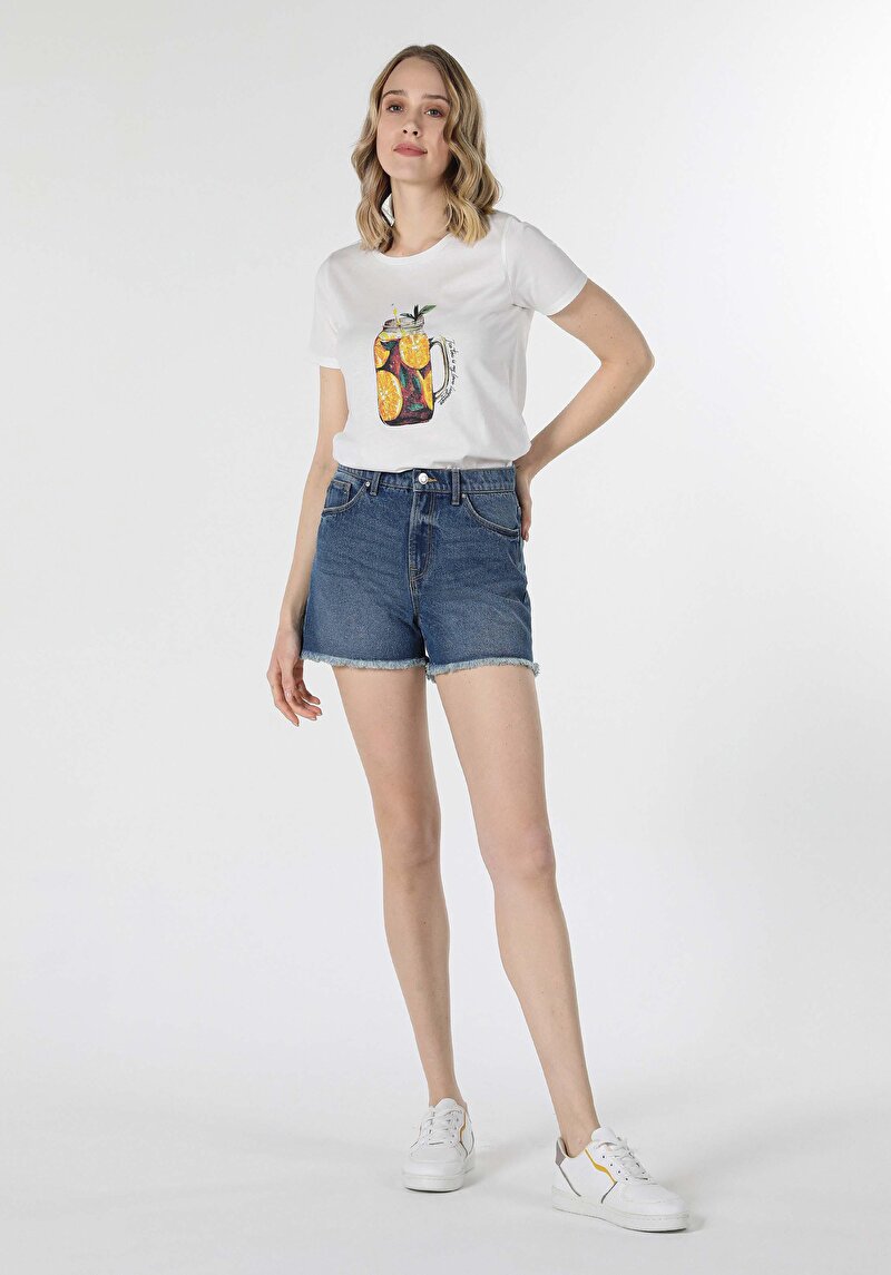 Imagine a Tricou Cu Maneca Scurta De Dama Alb Regular Fit  Cl1058802