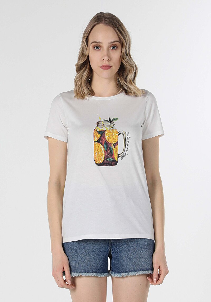 Afișați detalii pentru Tricou Cu Maneca Scurta De Dama Alb Regular Fit  Cl1058802