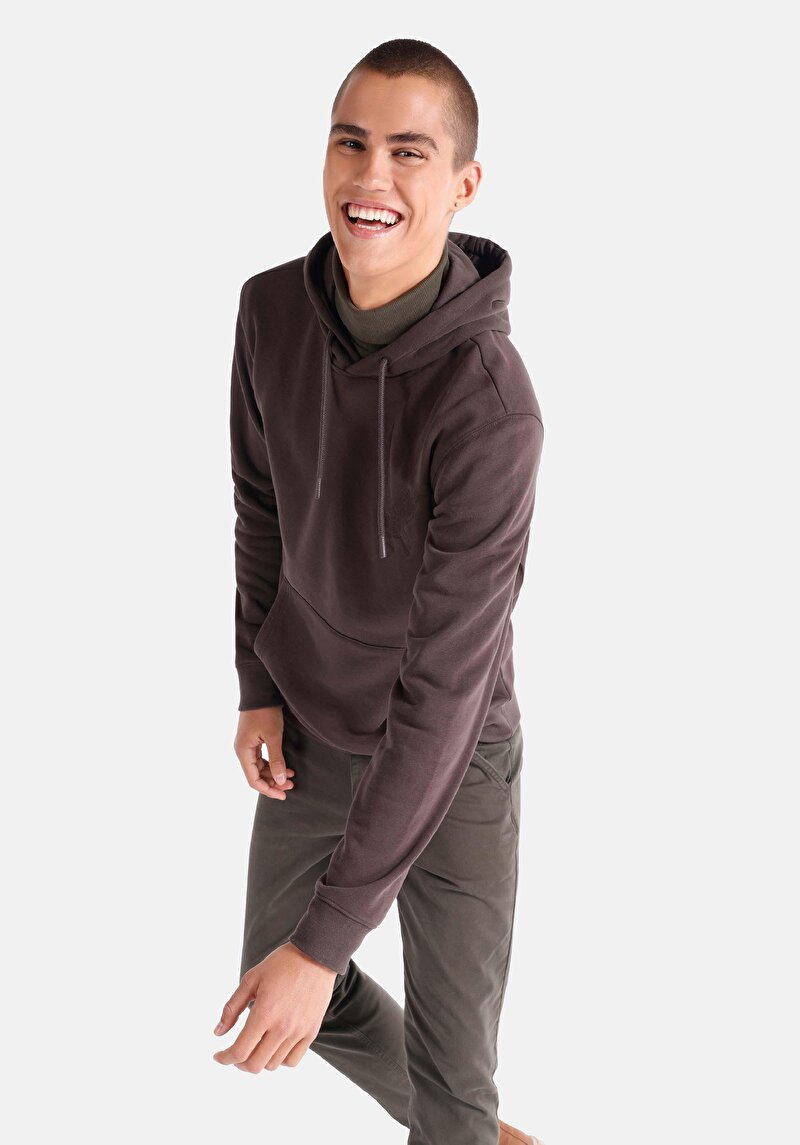 Imagine a Regular Fit Hanorac Maro Pentru Bărbați