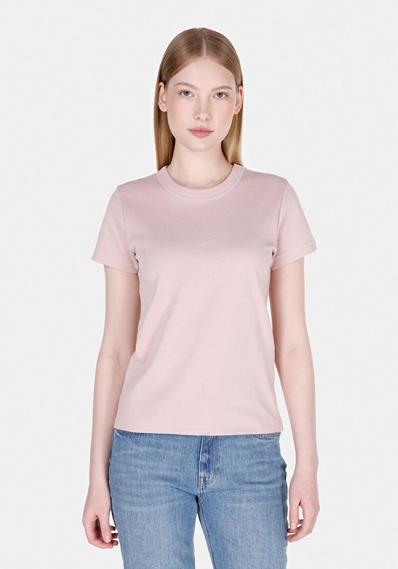 Imagine a Tricou Cu Maneca Scurta De Dama Roz Slim Fit  Cl1068567