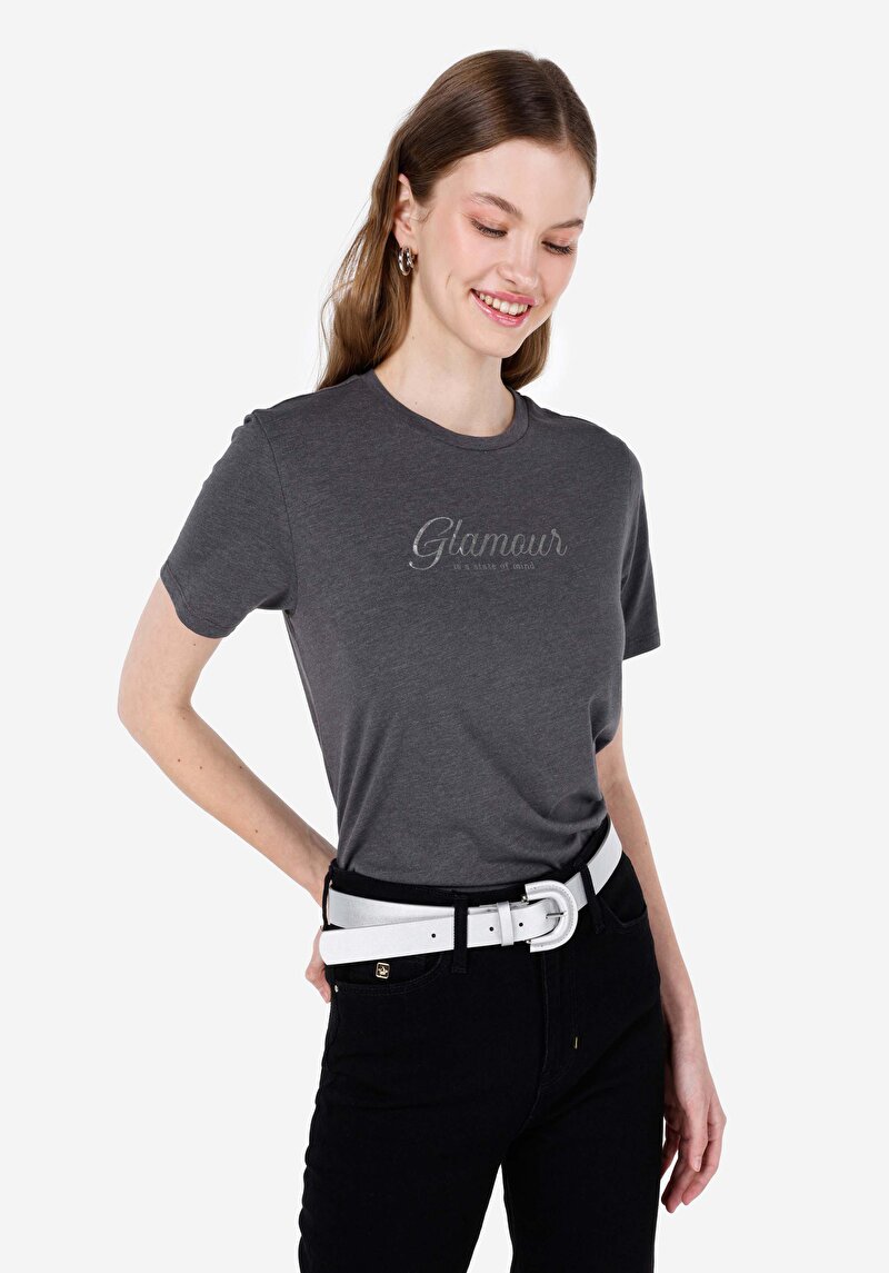 Imagine a Tricou Cu Maneca Scurta De Dama Antracit Regular Fit Cl1068588