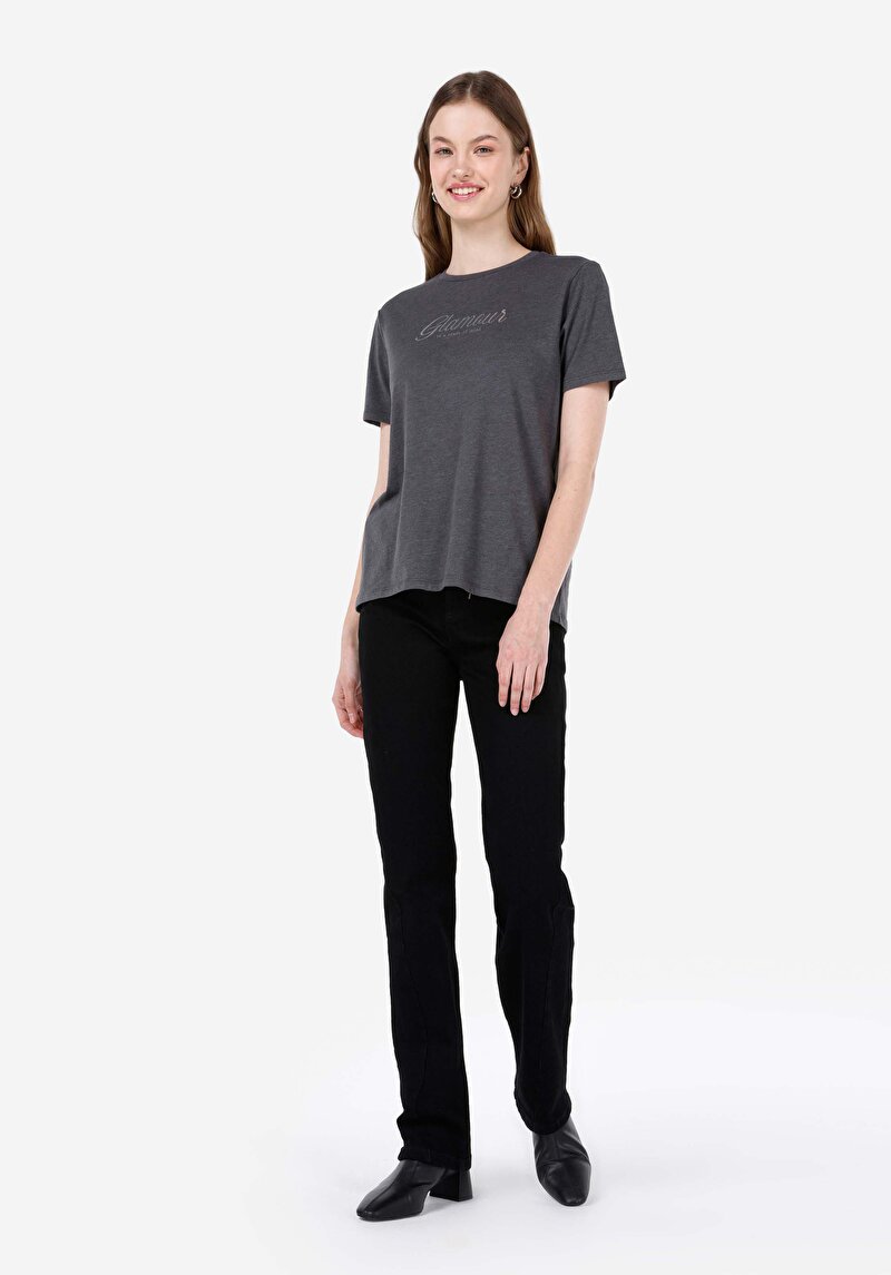 Afișați detalii pentru Tricou Cu Maneca Scurta De Dama Antracit Regular Fit  Cl1068588