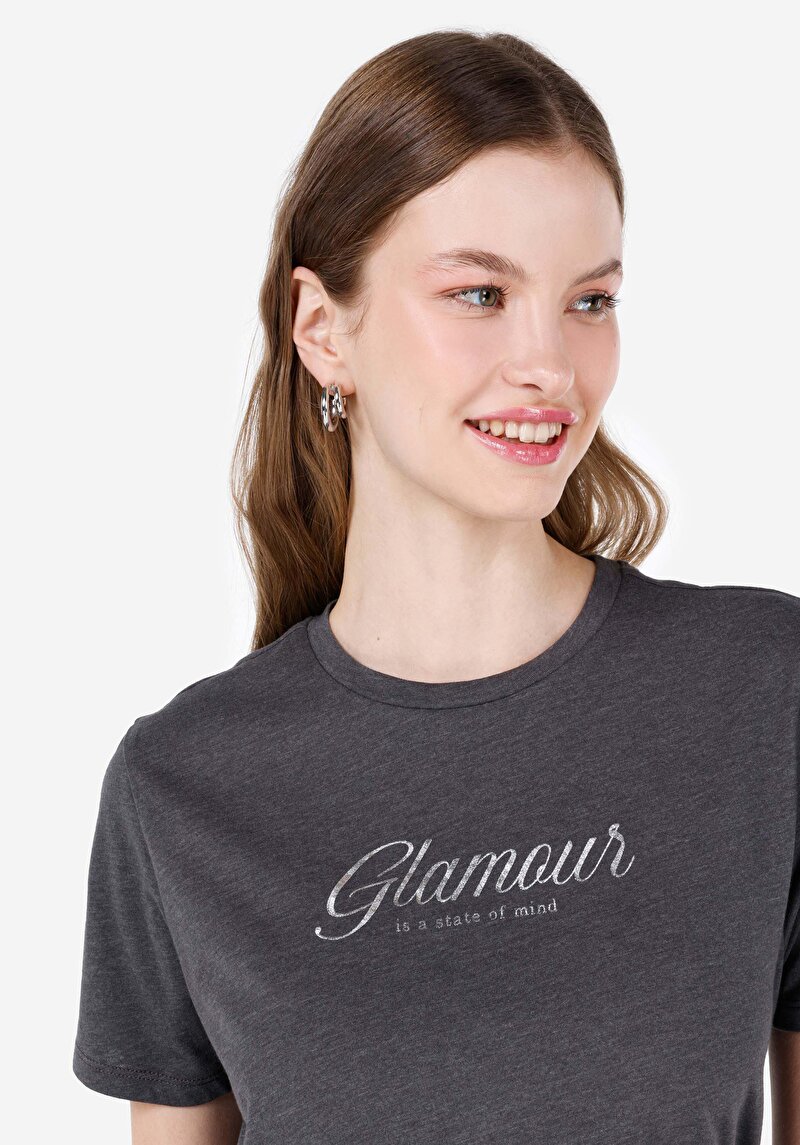 Afișați detalii pentru Tricou Cu Maneca Scurta De Dama Antracit Regular Fit  Cl1068588