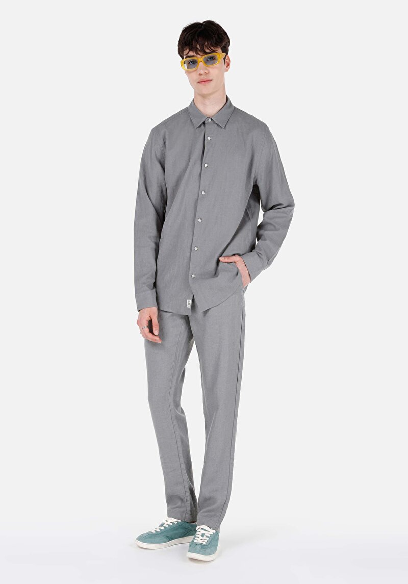 Imagine a Cămașă Comfort Fit Neck Drept Cămașă Verde Manșon Lung Bărbați