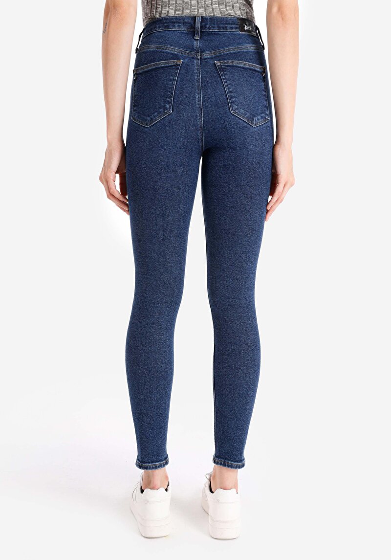 Imagine a Skinny Fit Talie Talie Picior Îngust Blugi Din Denim Pentru Femei