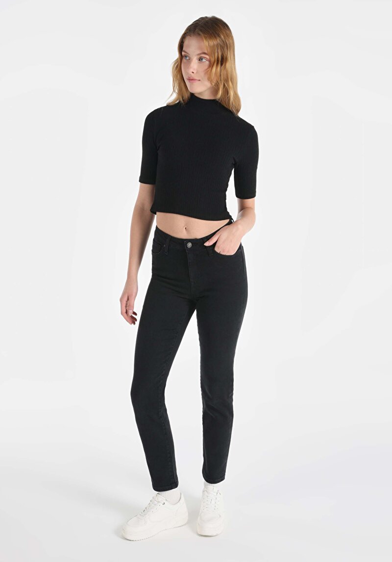 Imagine a Pantaloni De Dama Negru Slim Fit 703 Carla Cl1066413