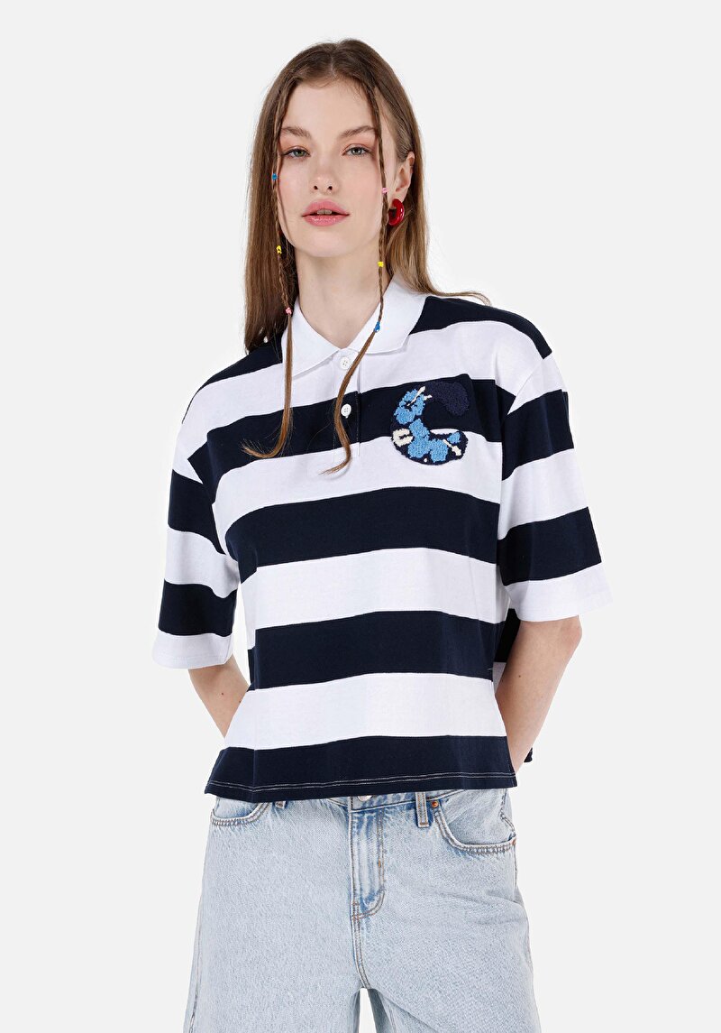 Imagine a Tricou Cu Maneca Scurta De Dama Albastru Marin Regular Fit  Cl1069113