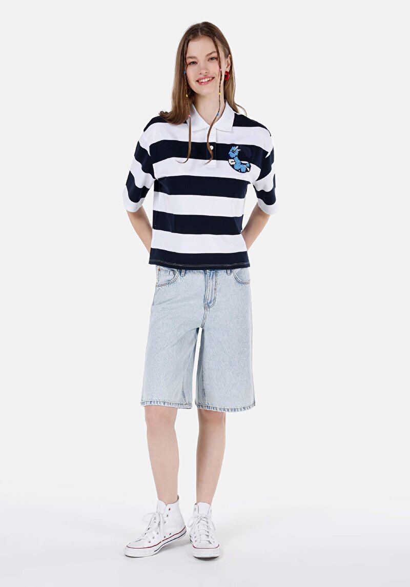 Afișați detalii pentru Tricou Cu Maneca Scurta De Dama Albastru Marin Regular Fit  Cl1069113