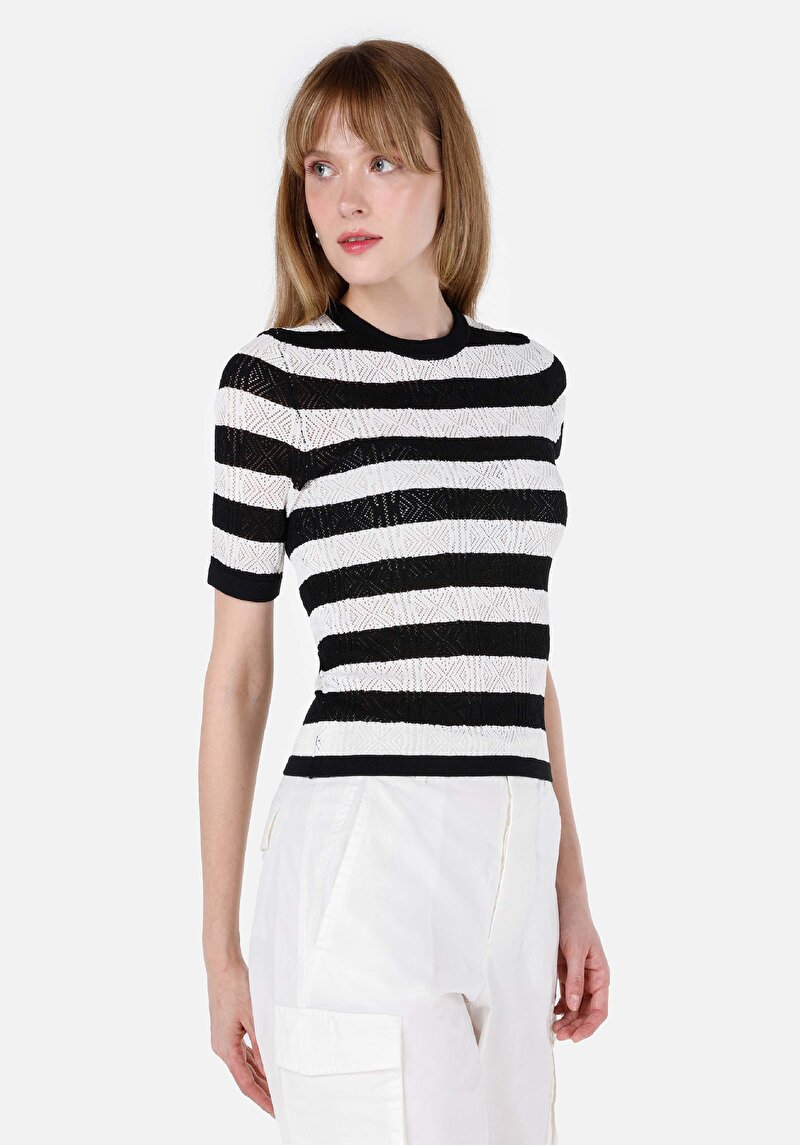 Imagine a Pulover Cu Mâneci Scurte De Dama Negru Slim Fit Cl1069130