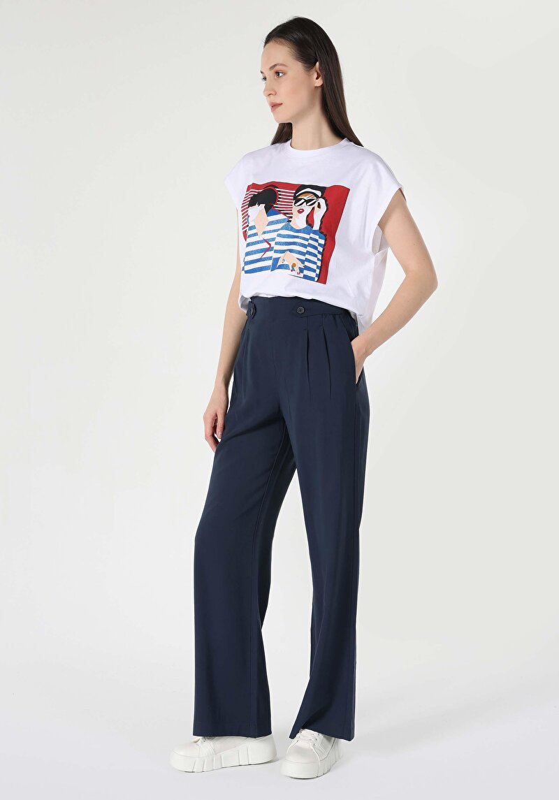 Afișați detalii pentru Pantaloni De Dama Albastru Marin Regular Fit  Cl1063367