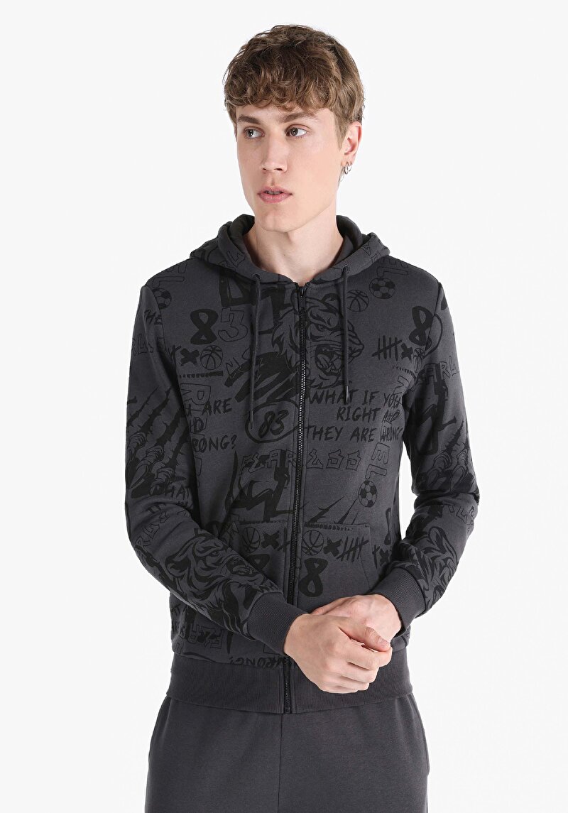 Imagine a Hanorac / Bluza De Barbati Antracit Slim Fit  Cl1063368