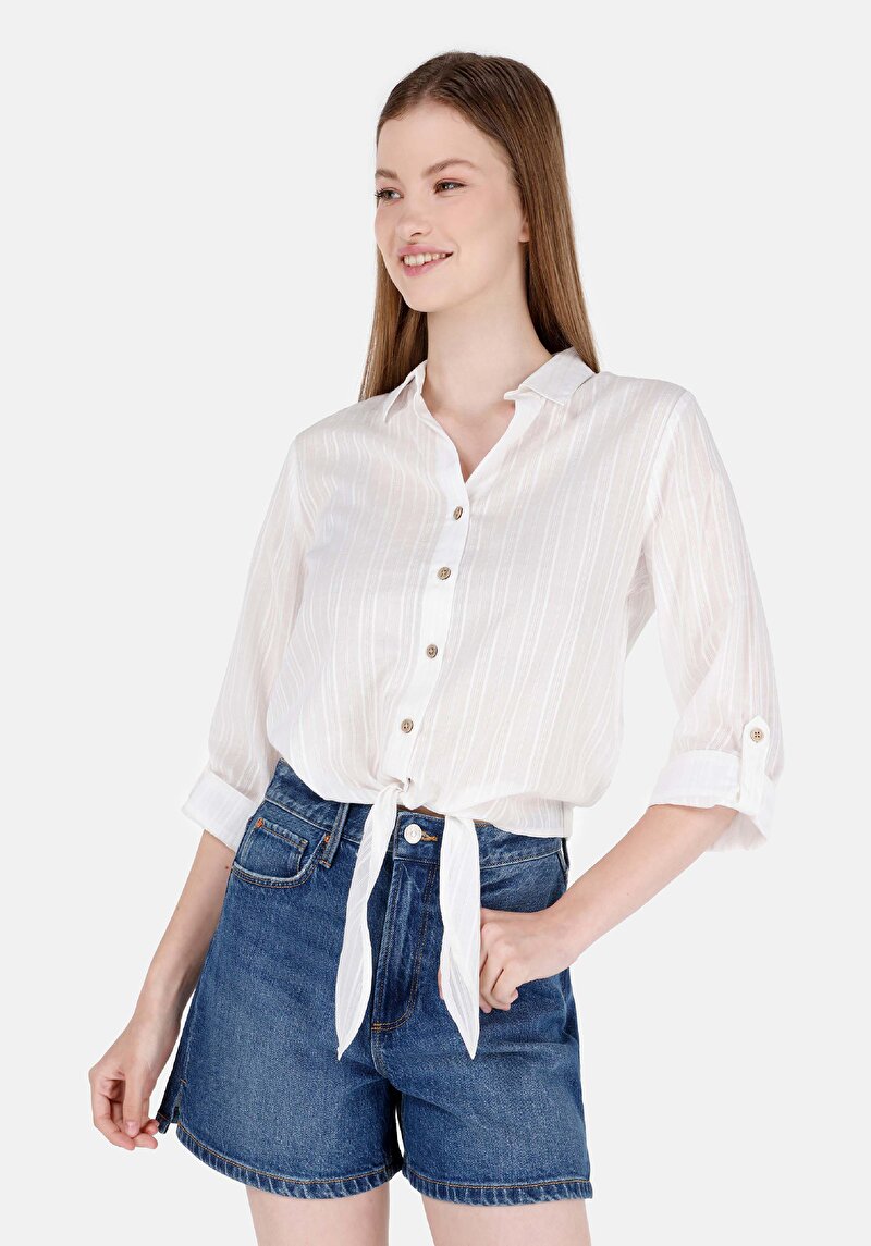 Imagine a Camasa Cu Maneca Lunga De Dama Alb Regular Fit Cl1069203