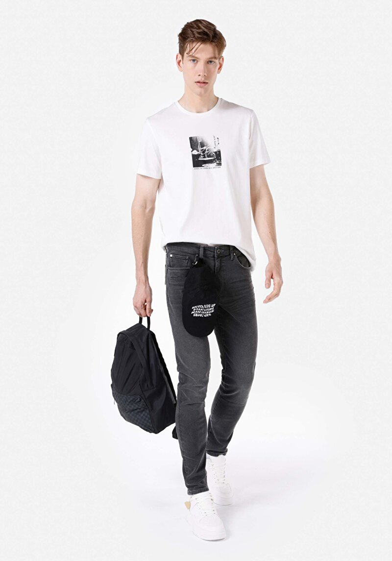 Imagine a Blugi Din Denim Pentru Bărbați Cu Talie Joasă Și Talie İngustă Slim Fit