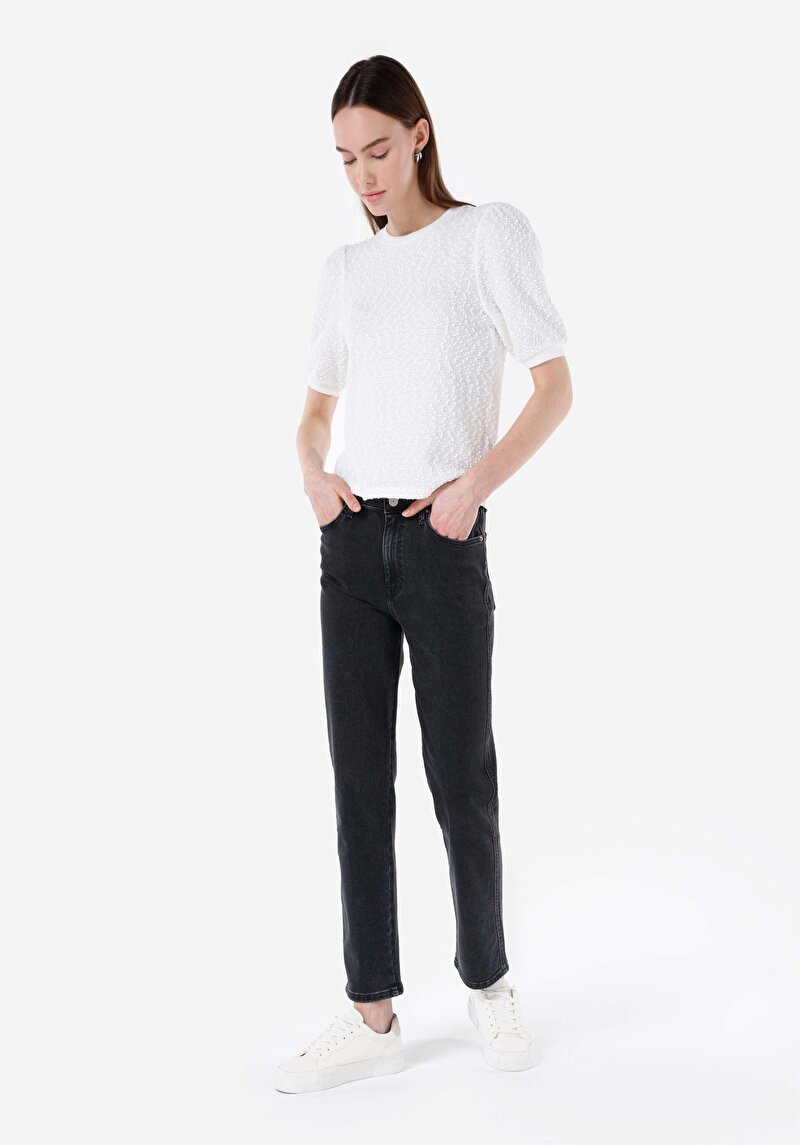 Imagine a Slim Fit Talie Medie Picior Subțire Blugi Din Denim Pentru Femei