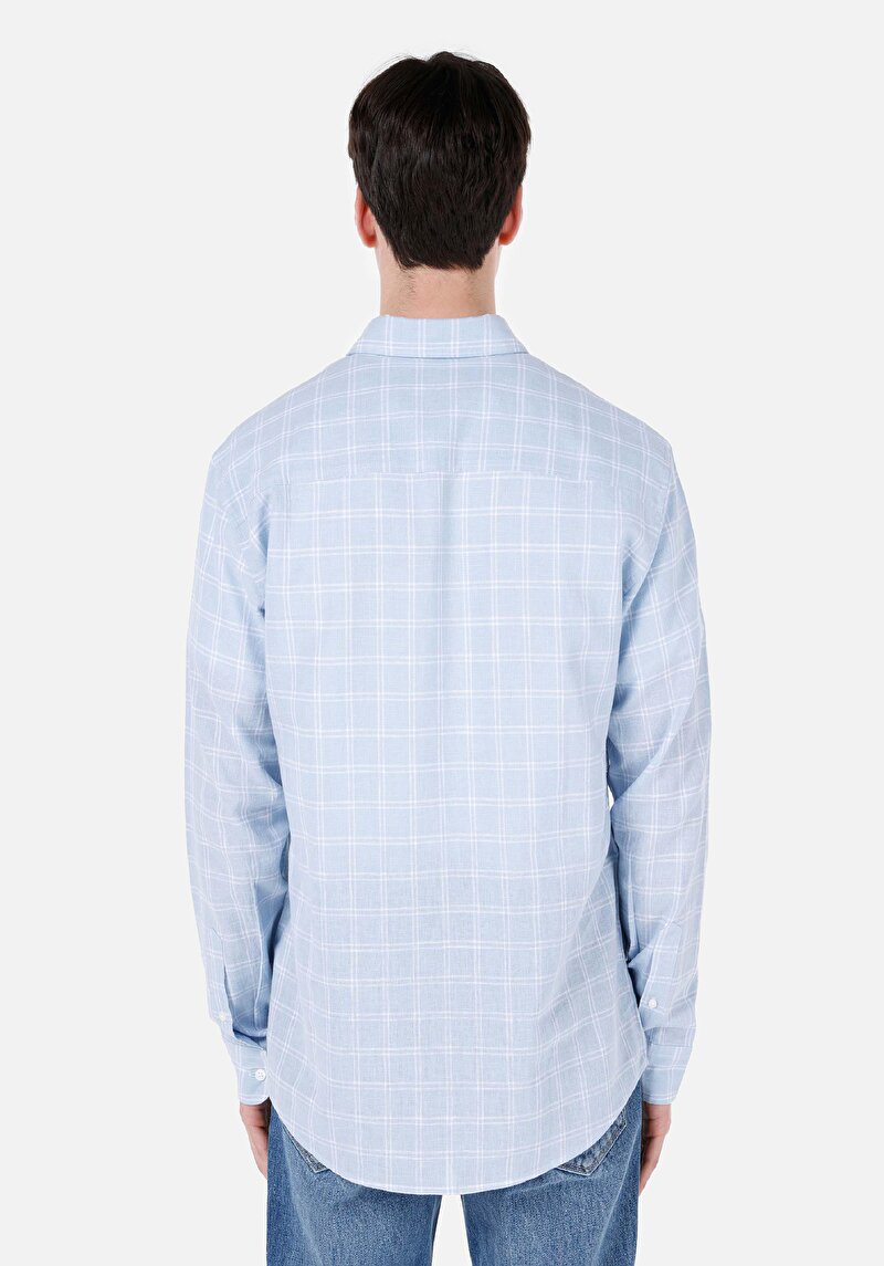 Imagine a Camasa Cu Maneca Lunga De Barbati Albastru Regular Fit Cl1069453