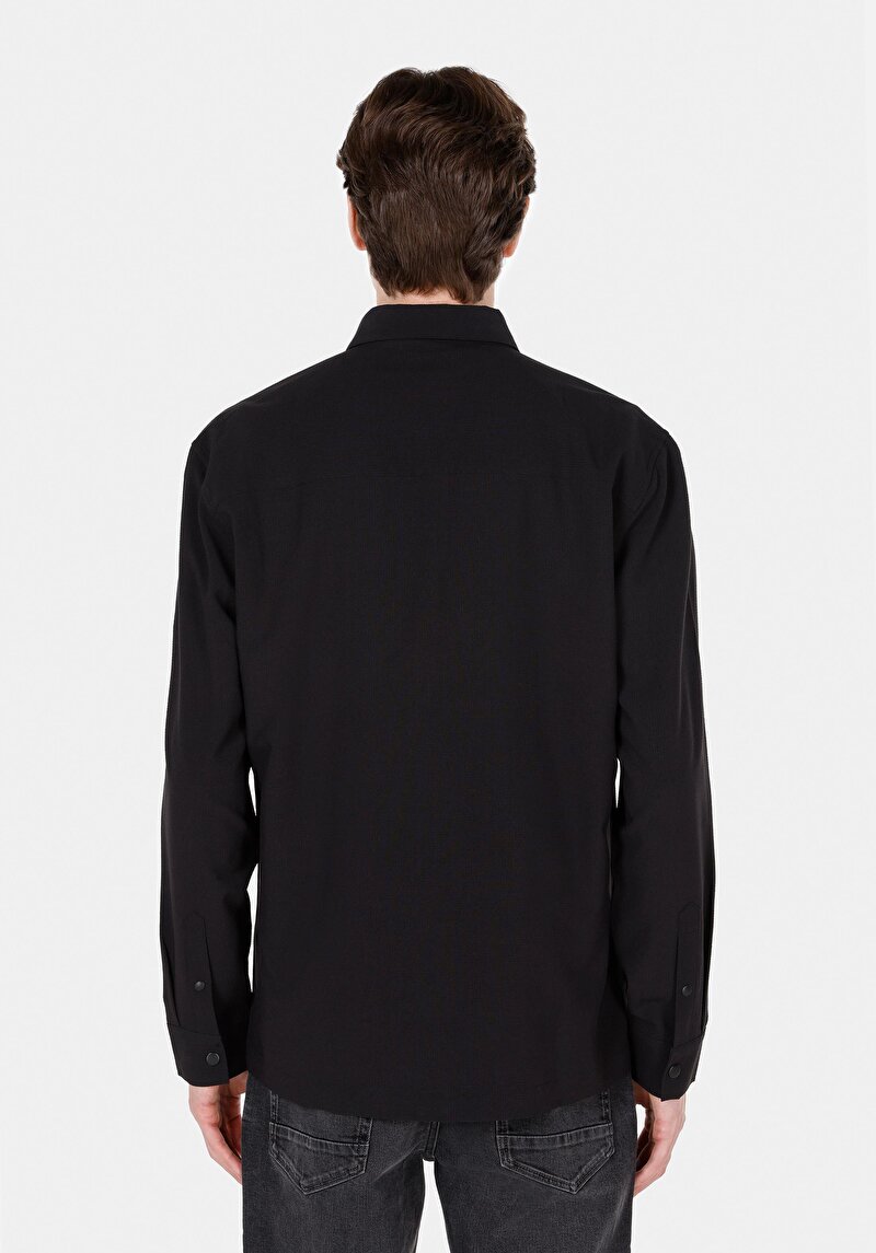 Afișați detalii pentru Camasa Cu Maneca Lunga De Barbati Negru Regular Fit  Cl1069905
