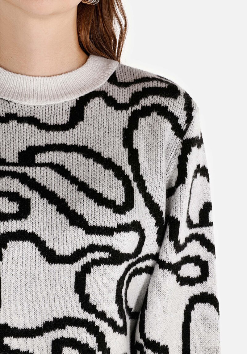 Afișați detalii pentru Pulover Alb Pentru Femei Cu Gât Rotund Regular Fit