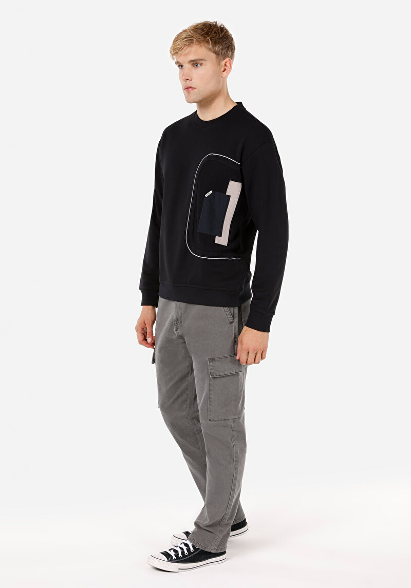 Imagine a Tricou Cu Maneca Lunga De Barbati Negru Regular Fit Cl1071351