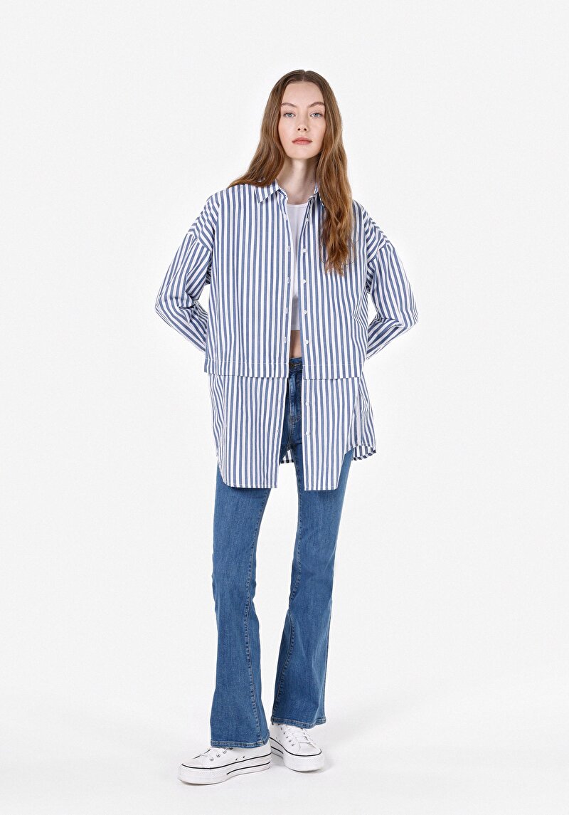 Afișați detalii pentru Camasa Cu Maneca Lunga De Dama Albastru Relax Fit  Cl1071966