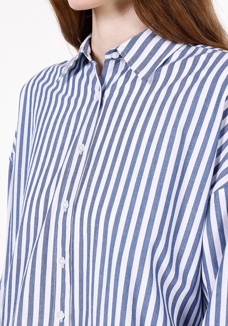 Imagine a Camasa Cu Maneca Lunga De Dama Albastru Relax Fit Cl1071966