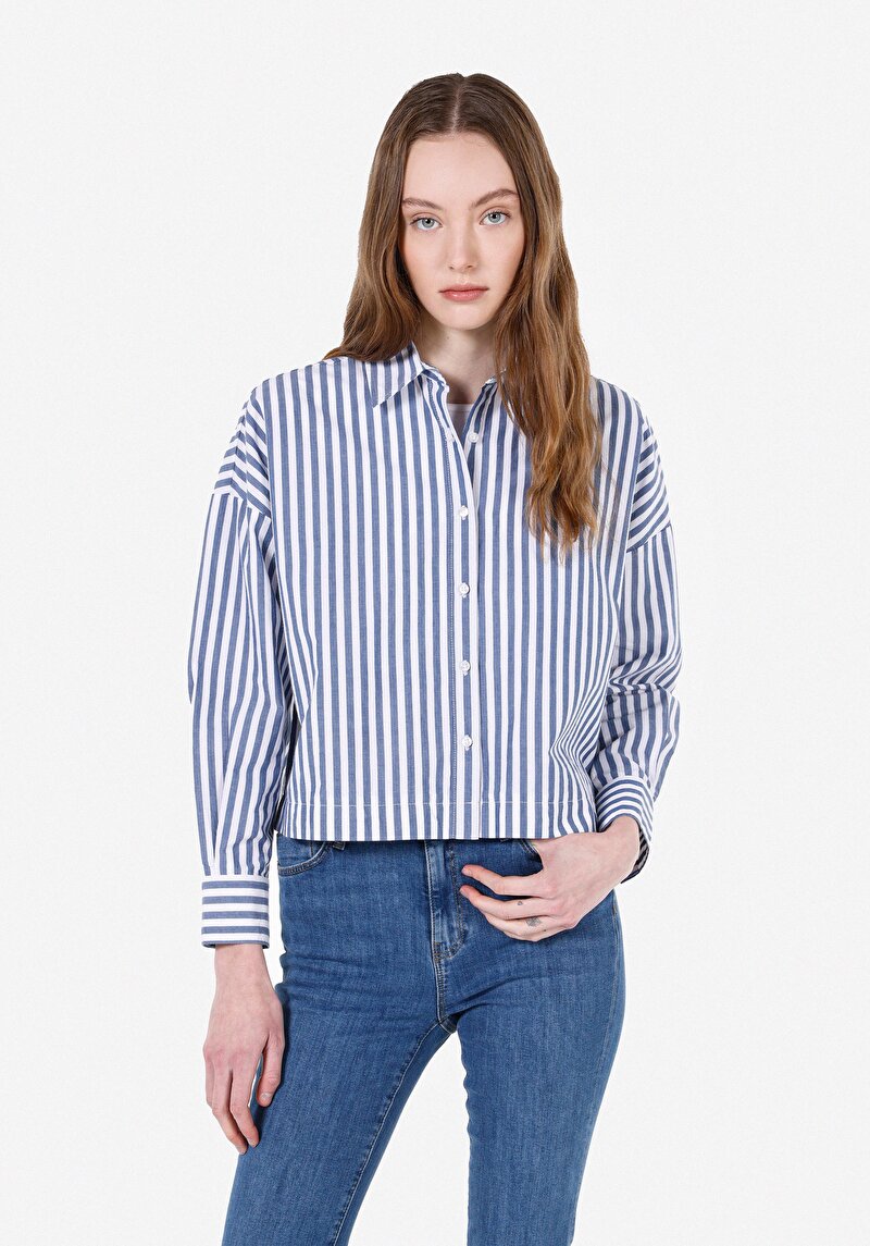 Afișați detalii pentru Camasa Cu Maneca Lunga De Dama Albastru Relax Fit  Cl1071966