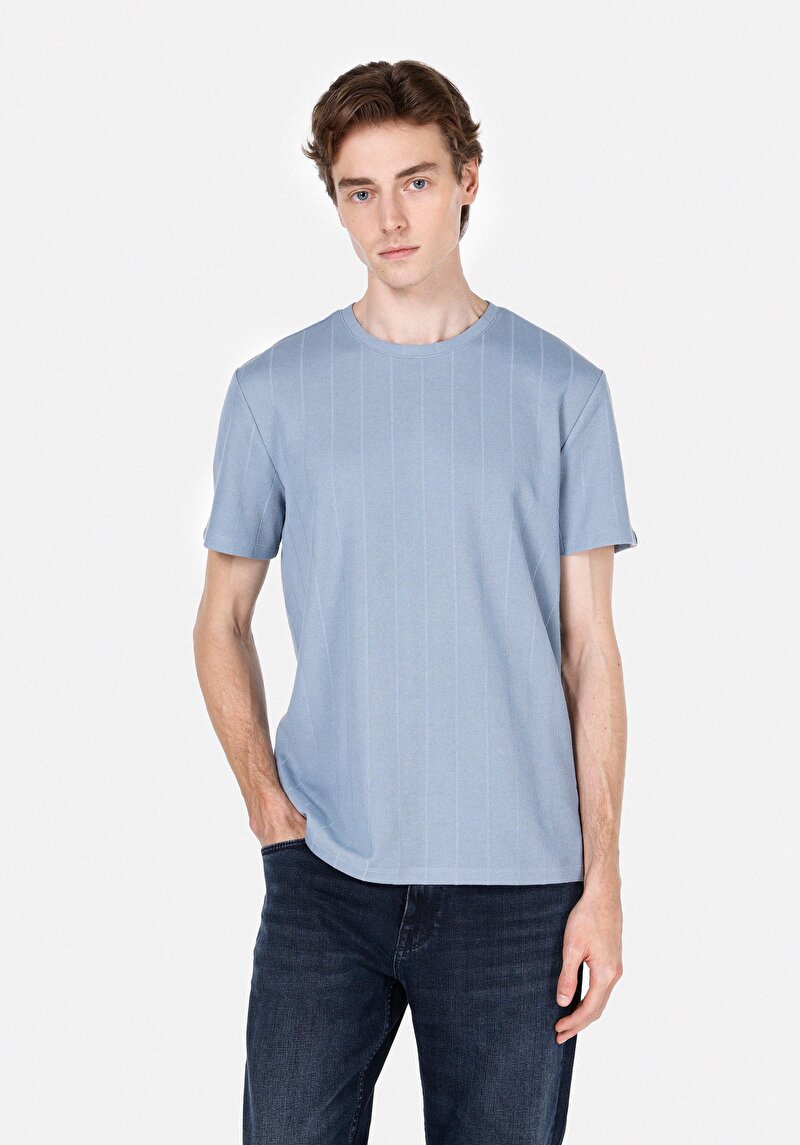 Imagine a Tricou Cu Maneca Scurta De Barbati Albastru Regular Fit  Cl1072064