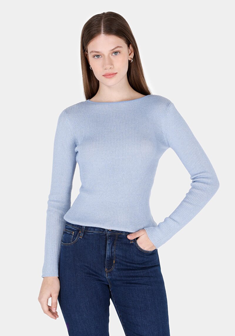 Imagine a Pulover De Dama Albastru Slim Fit  Cl1072533